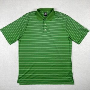 Footjoy Polo Shirt Mens Large Green Striped River Bend Club Golf Travel Vacation